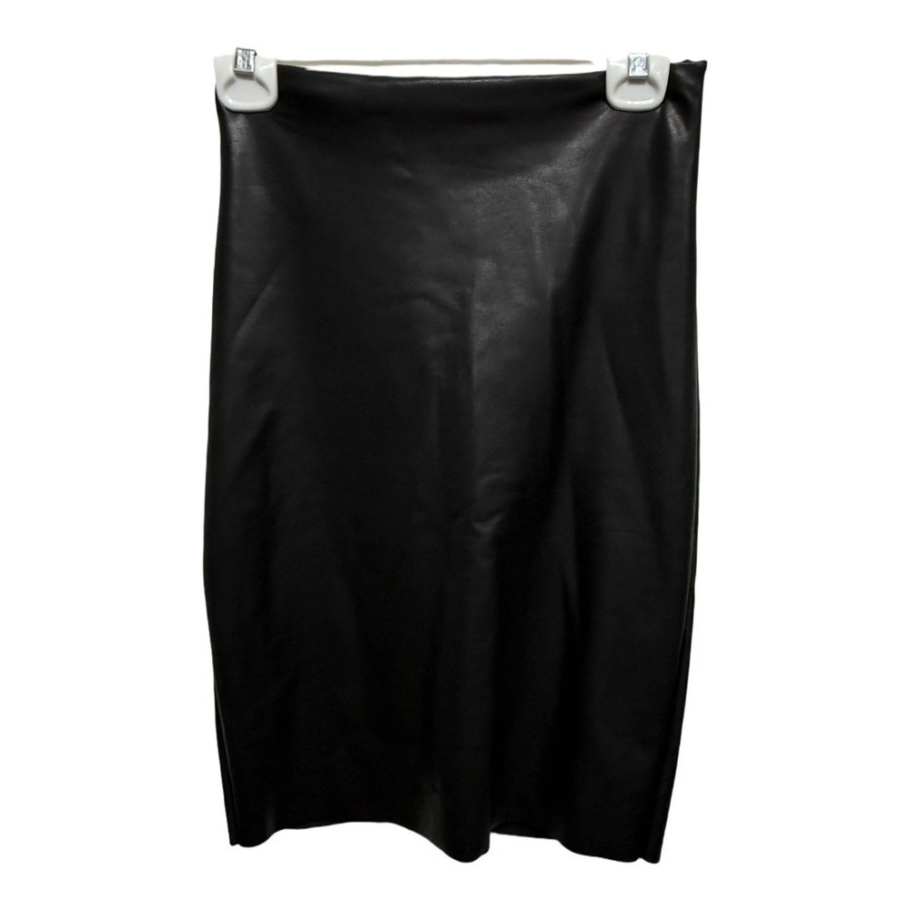 Olivaceous Vegan Leather Knee Length Pencil Skirt Size Large Solid Black